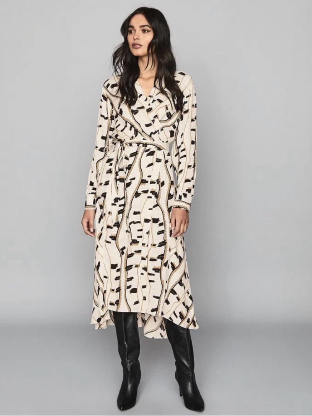 Reiss Skylight wrap midi dress, size US 6